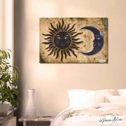 Cuadro del Sol y la Luna para dormitorio