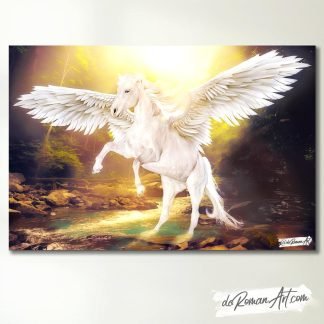 Cuadro de Pegaso en la Fuente Hipocrene, mitología griega