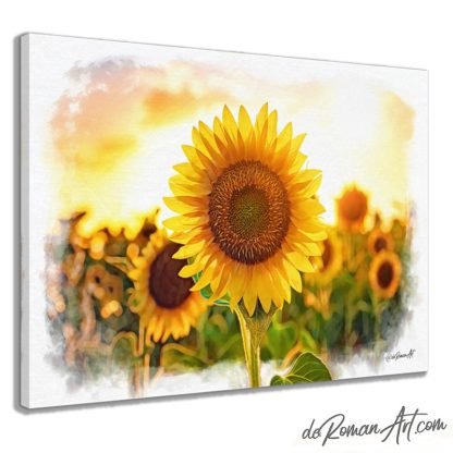 Girasoles en lienzo, pintura en cuadro