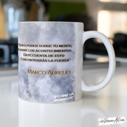 Taza de café de Marco Aurelio con frase