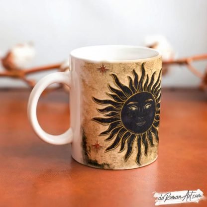 Taza del Sol y y la Luna (bonita, moderna y artística)